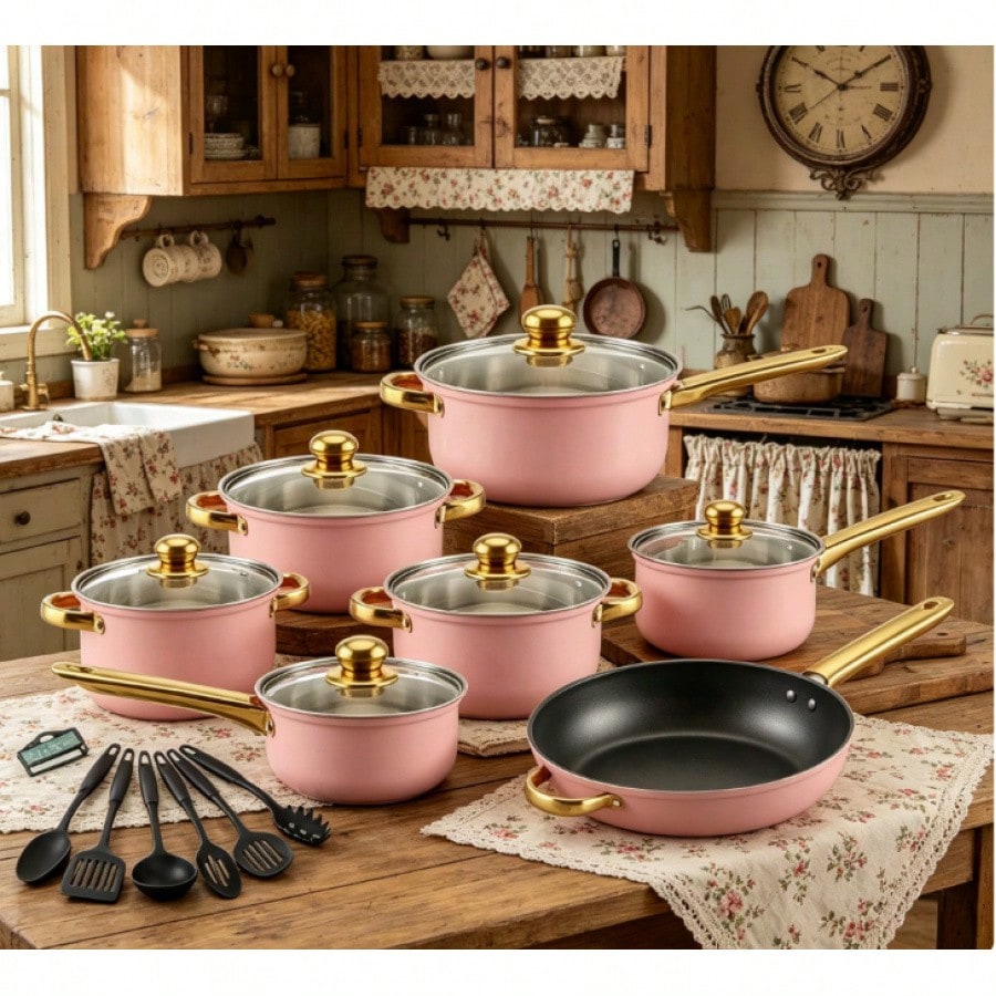 Home Cooking Channel - Set di pentole in acciaio inossidabile,